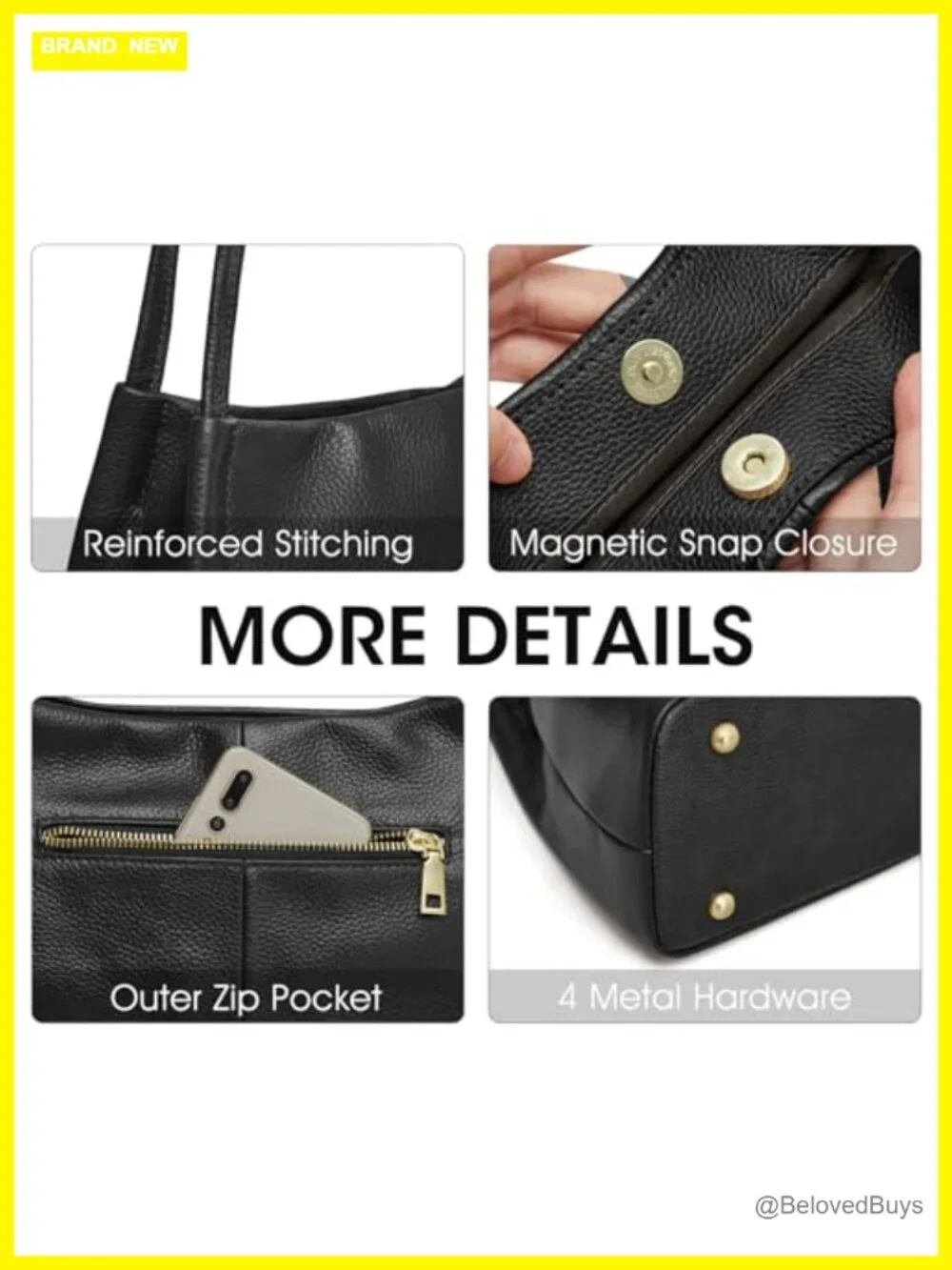 Genuine Leather Hobo Bag Soft Pebbled Cowhide Shoulder Purse Women